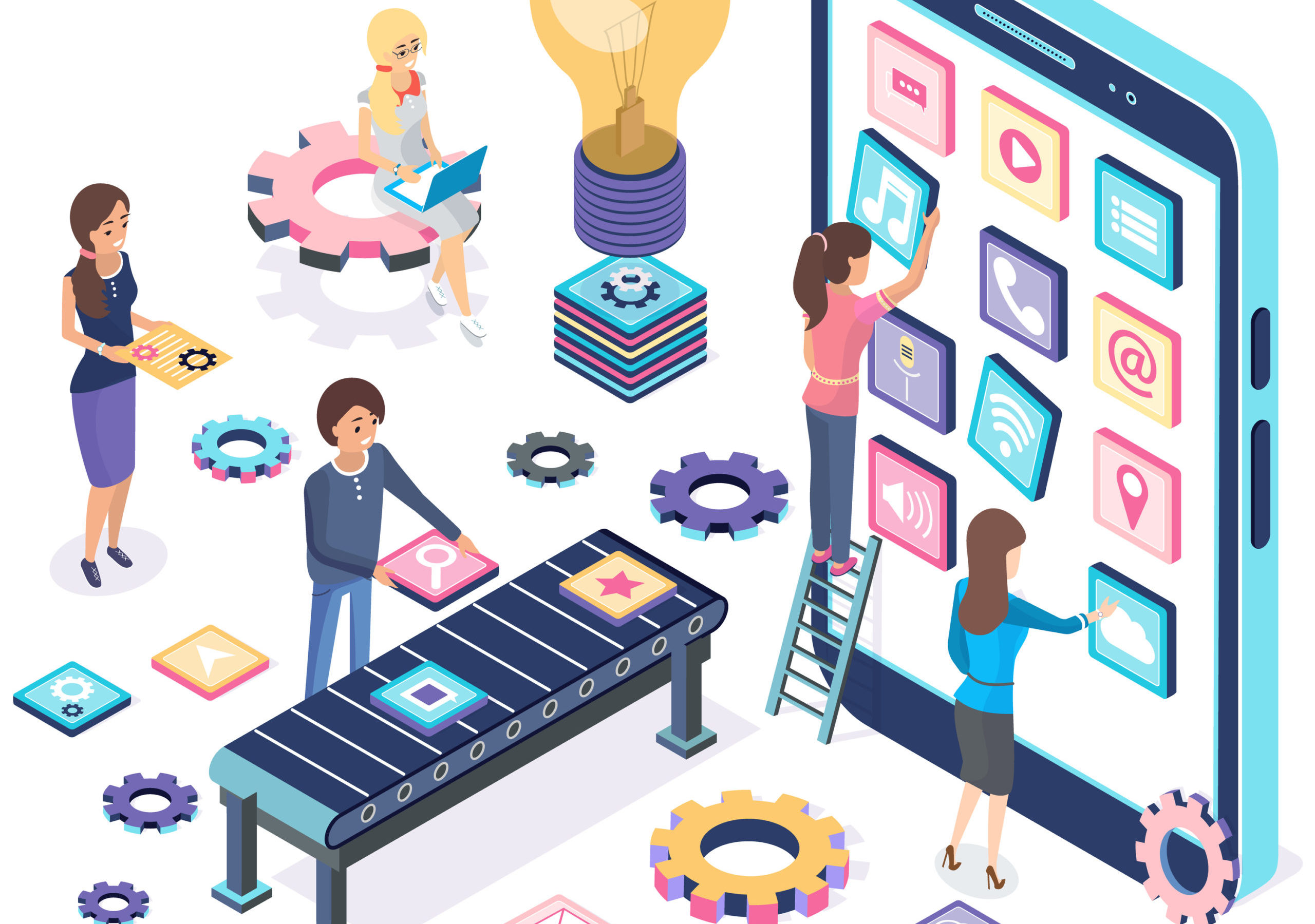 Development Of Mobile Application, Program For Smartphone Concep